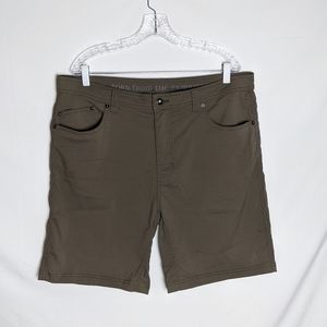 PRANA Brion Stretch Zion Hiking Casual Brown/Tan Shorts Men 38WX9L Flat Front